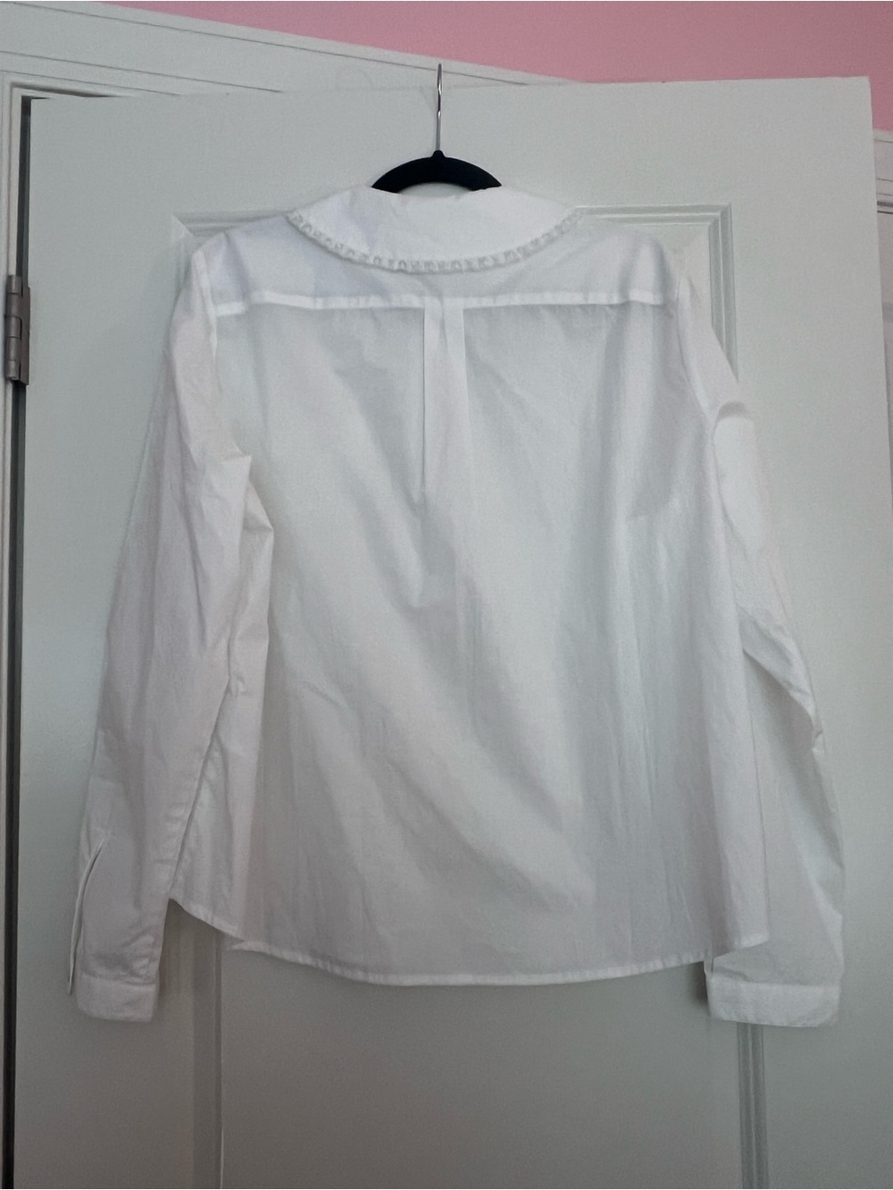 Sandy Liang Wembley Lace Cotton Poplin Button-Up Shirt Peter Pan coquette L - Picture 5 of 7